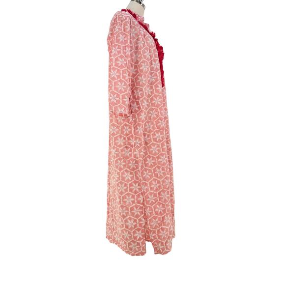 Ro’s Garden Alessandra Asha Long Kurta Red Printed Cotton Dress Tassel Trim - Picture 4 of 7